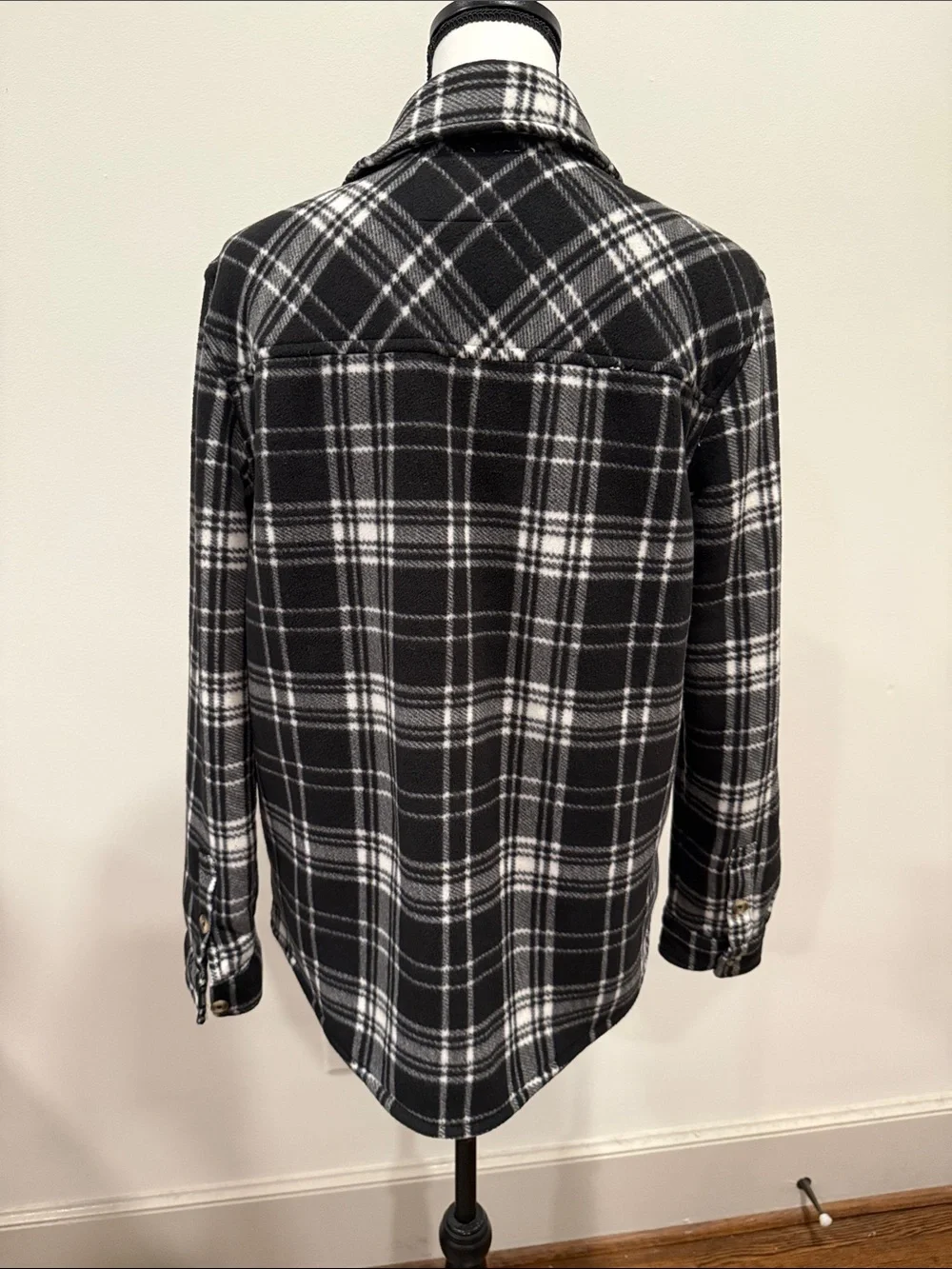 Sage Collective Black & White Plaid Button-Front Women's Shacket Sz Medium